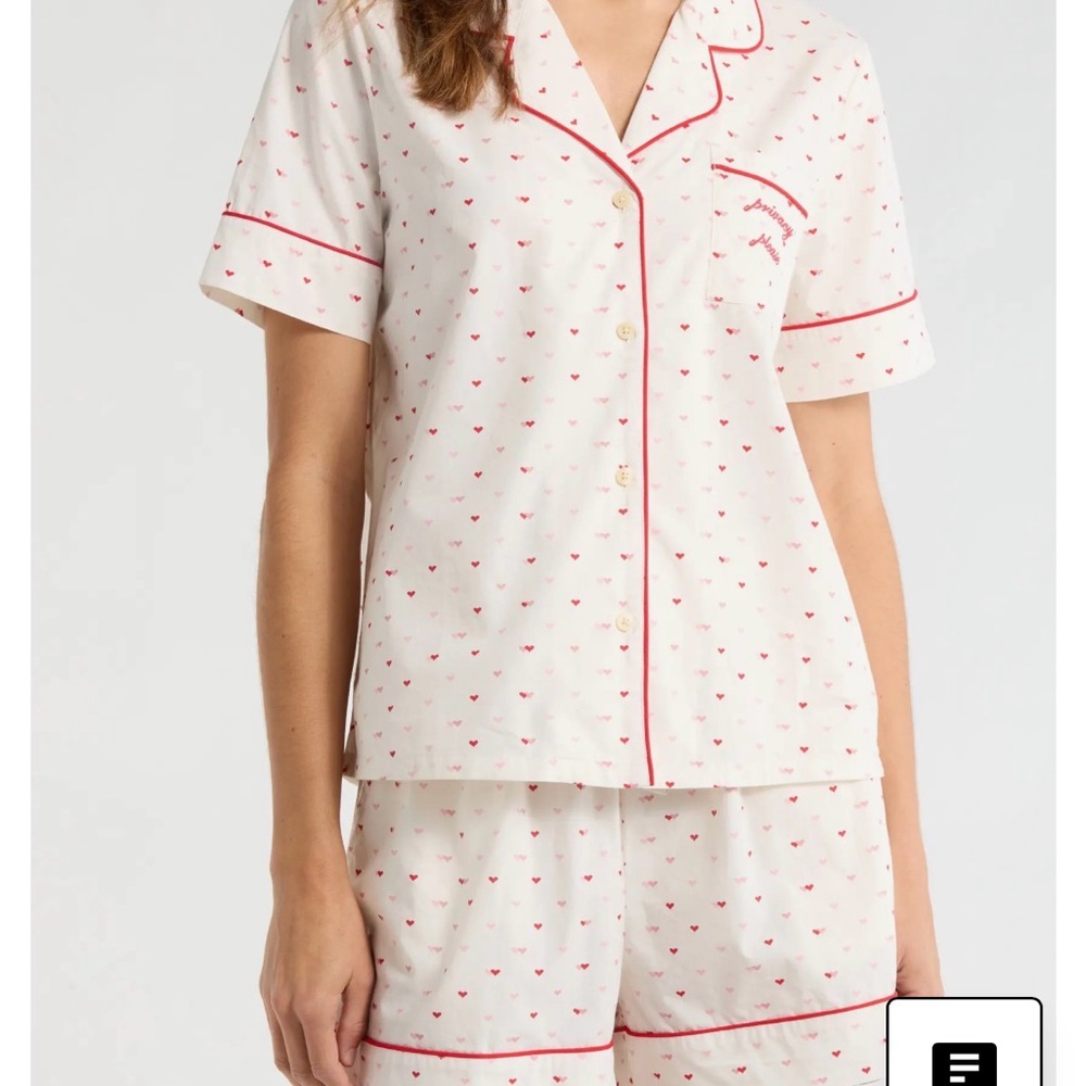 Nordstrom Cream Pajama Pants with Heart Pattern